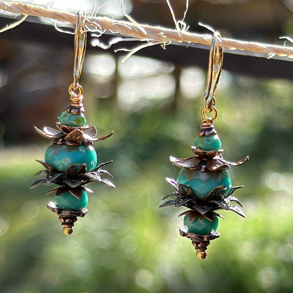 HandCrafted Artisan Earrings, Forbidden Fruit~ Aqua Vita, Made to Order - Picture 5 of 8